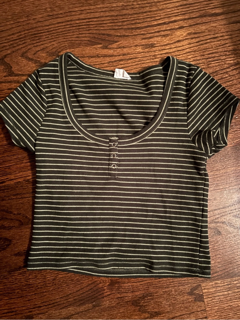 Cotton On Olive Green Striped Scoop Crop Top